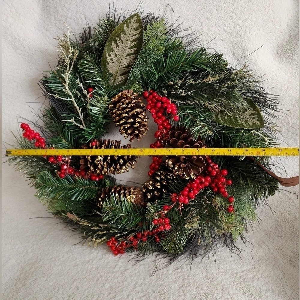 New large 24 in Christmas Wreath with gold pinecone